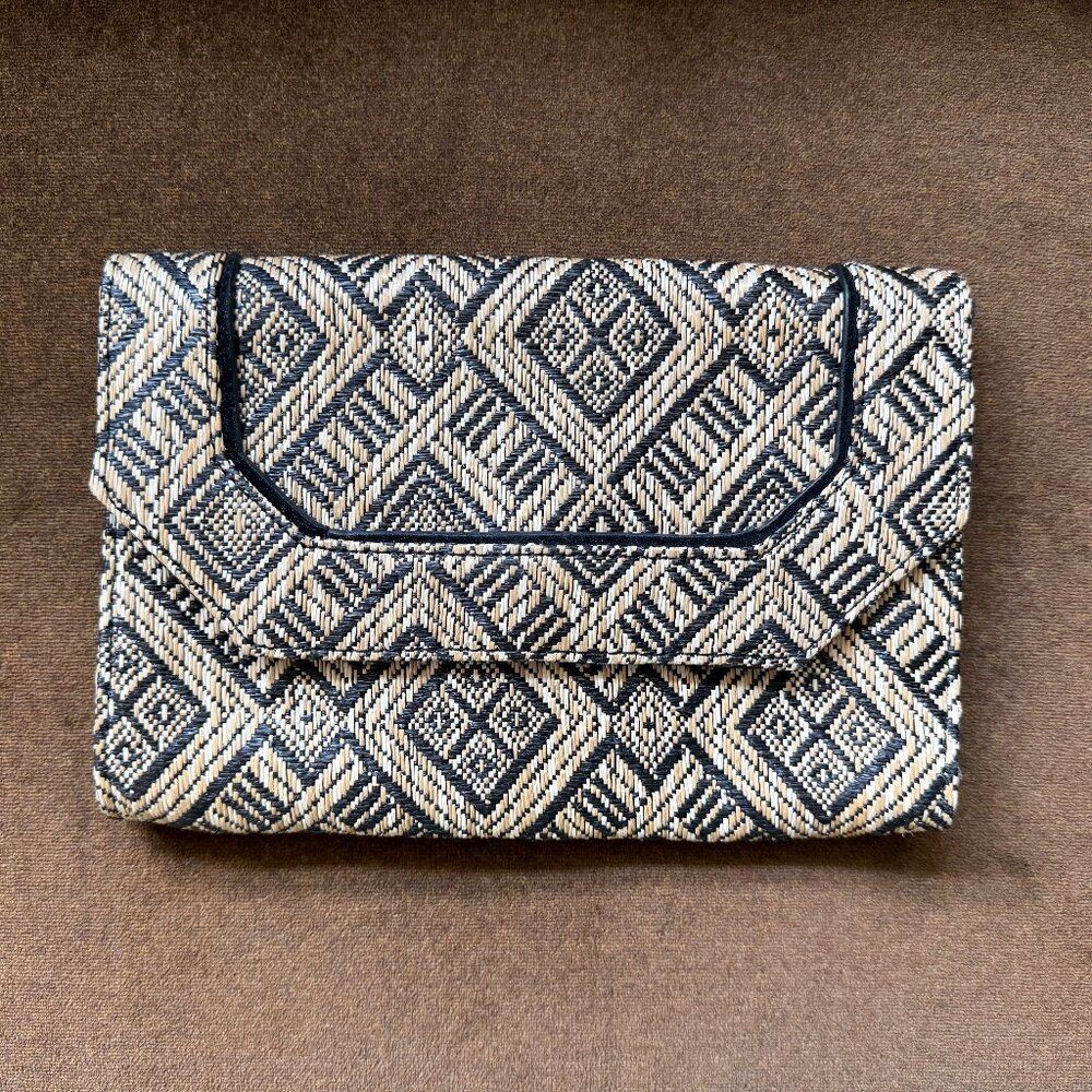 BCBG Max Azria Woven Straw Clutch Bag